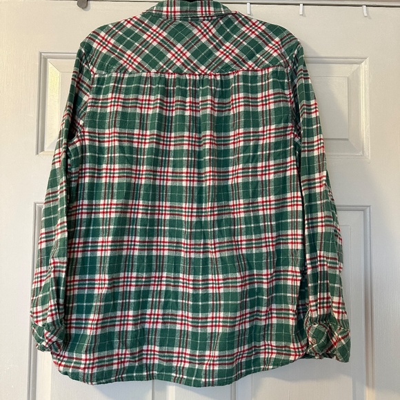 Croft & Barrow Women's XL Plaid Flannel Button-Up Shirt 100% Cotton Green Red - Picture 4 of 6